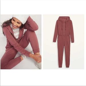 WOMEN'S CEDARWOOD OLD NAVY COZY ZIP FRONT HOODIE JUMPSUIT SWEATSUIT COVERALL